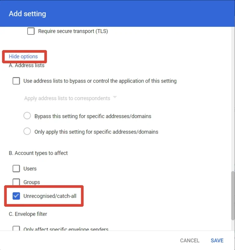 Google Workspace GMail Settings Routing Config 4