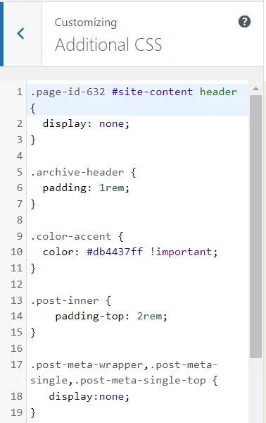 WordPress Theme Additional CSS