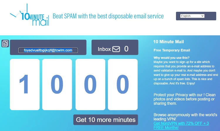 10 Minute Mail Temporary Email Address